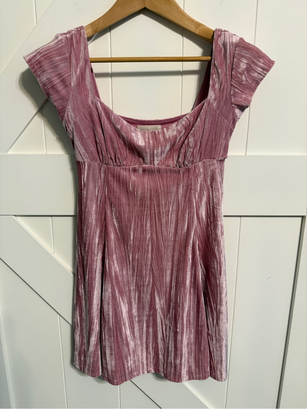 Urban Outfitters Pink and Silver Velvet-Look Mini Dress Women’s Small Barbiecore